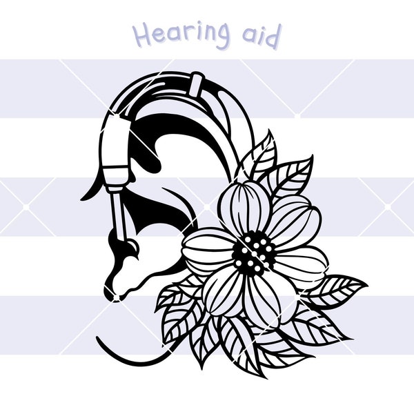 Hearing aid with floral SVG, Clipart