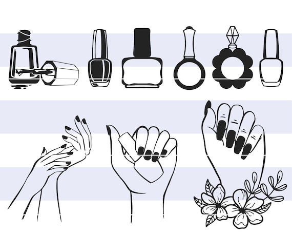 Silueta De Manicura Manicure Vectors Etsy España