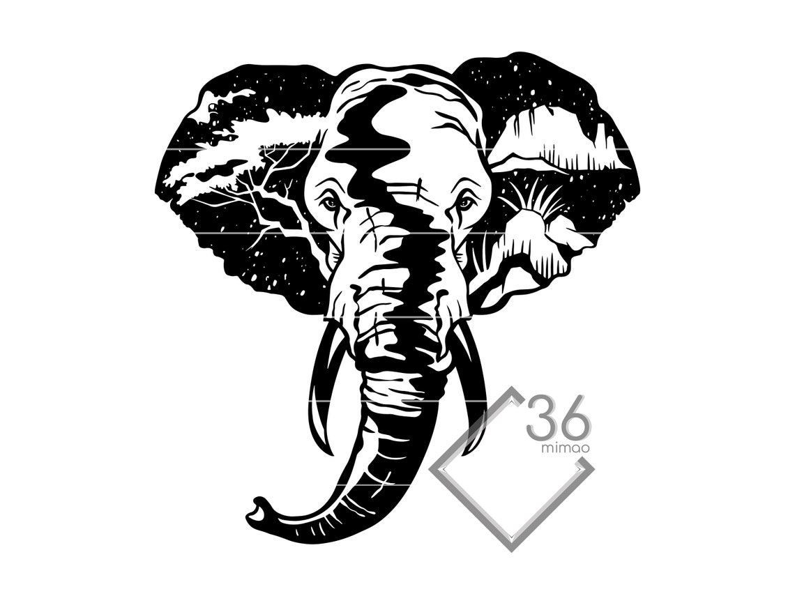 African Elephant SVG Silhouette - Etsy Ireland
