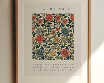 Psalm 23 William Morris Print: Vintage Floral Bible Verse (Digital Download)