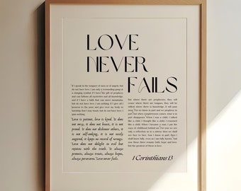 1 Corinthians 13 Print: Love Never Fails Bible Verse (Digital Download)