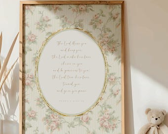 Floral Christian Nursery Print: Bible Verse Vintage Roses (Digital Download)