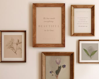 Vintage Floral Scripture Art Print Set: Christian Gallery Wall (Digital Download)