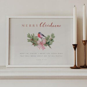 Merry Christmas Printable Wall Art Christmas Bible Verse Print Holiday Decor Christmas Scripture Poster Holiday Home Decor