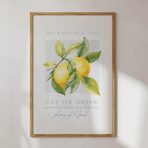 Lemon Kitchen Bible Verse Print Christian Dining Room Wall Art (Digital Download