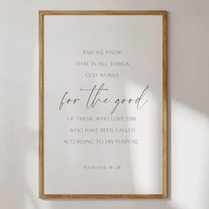 Römer 8,28 Wandbild Minimalistische christliche Wohndekoration Poster „Alles wirkt zusammen“