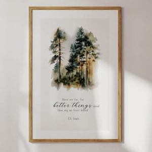 CS Lewis Quote Print Watercolor Forest Inspirational Faith Quote Wall Art (Digital Download)