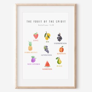 Fruit Of The Spirit Kids Wall Print Christian Classroom Wall Art Nursery Bible Verse Print Christian Kids Bedroom Decor
