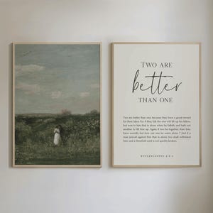 Two Are Better Than One Sign Bible Verse Print Set of 2 Vintage Above Bed Art Bible Verse Print     Bedroom Wall Art Christian Home Decor