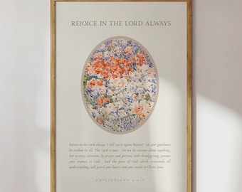 Philippians 4:4-7 Floral Bible Verse Print (Digital Download)