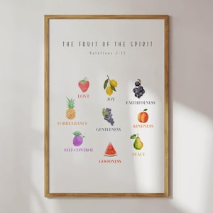 Fruit Of The Spirit Christian Nursery Printable Wall Art Boho Nursery Kids Bible Verse Poster Kids Christian Bedroom Decor