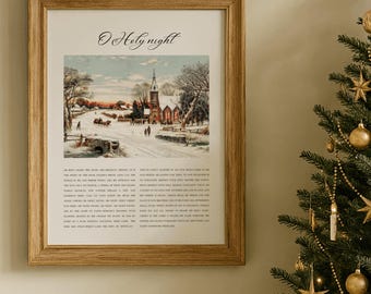 O heilige Nacht Vintage Weihnachtslied Songtexte Druck (digitaler Download)