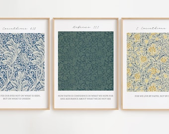 Vintage Floral Faith Prints Set: Christian Wall Art (Digital Download)