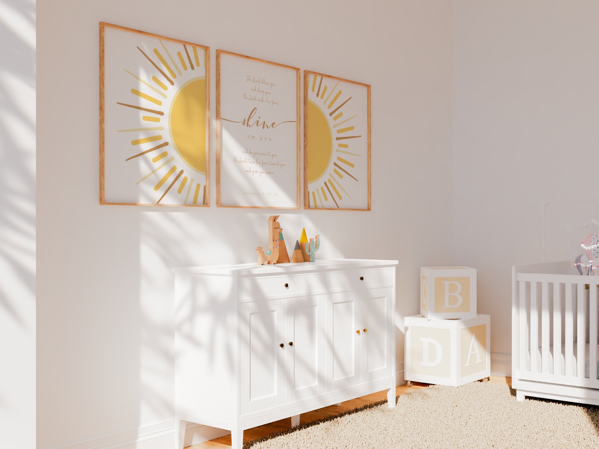 Boho Sunny Nursery Wall Art the Lord Bless You and Keep You Print ...
