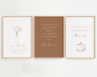 Fall Christian Scripture Art Prints: Minimalist Autumn Decor (Digital Download)