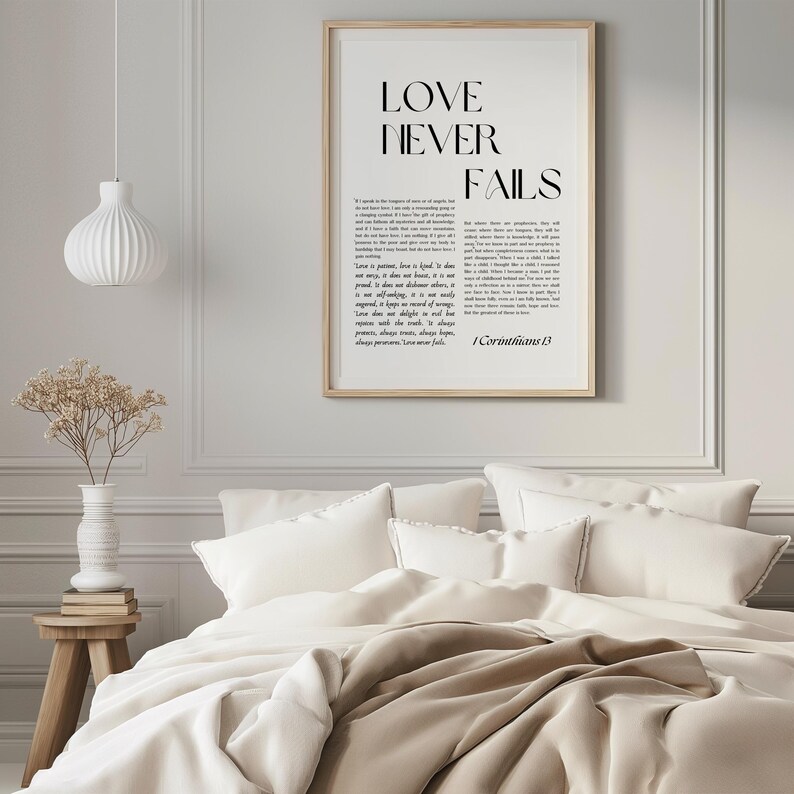 1 Corinthians 13 Wall Art Minimalist Love Never Fails Print (digital ...