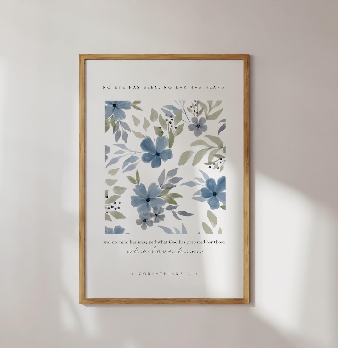 1 Corinthians 2:9 Encouraging Bible Verse Poster Minimalist Floral Wall ...