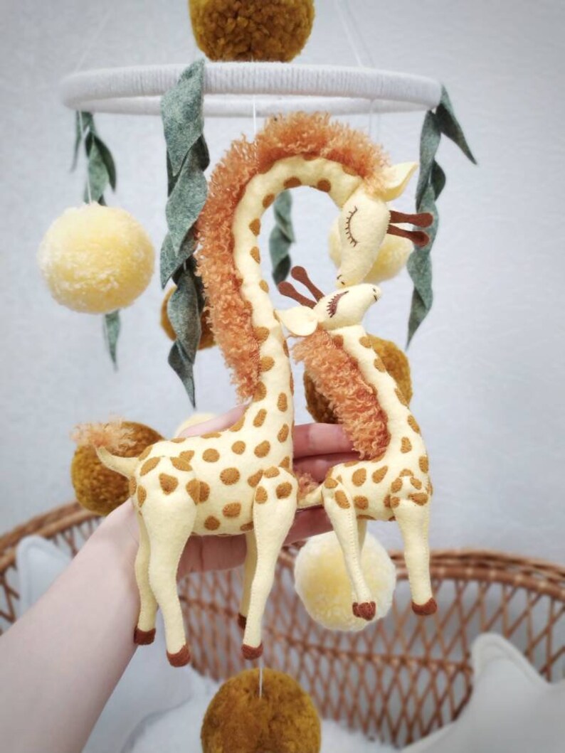 Giraffe baby mobile Safari Mustard mobile bb Nursery mobile Etsy