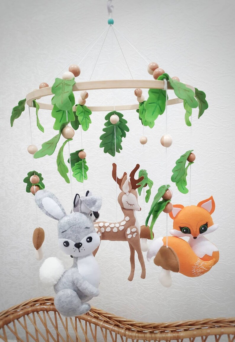Woodland Baby Mobile Animals Gender mobile Forest Mobile Crib Etsy