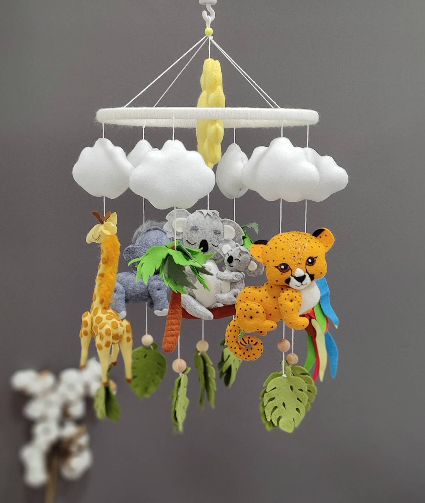 Boy Baby Mobile Safari Crib Mobile Boy Musical Mobile Felt Etsy