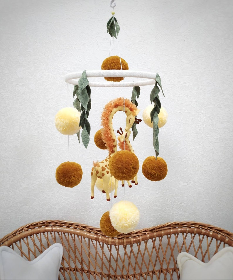 Giraffe baby mobile Safari Mustard mobile bb Nursery mobile Etsy