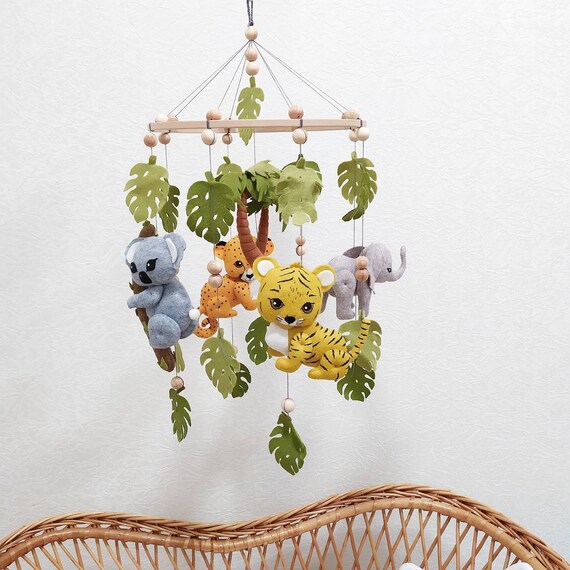Safari Baby Mobile Boy Crib Mobile Girl Musical Mobile Jungle Etsy