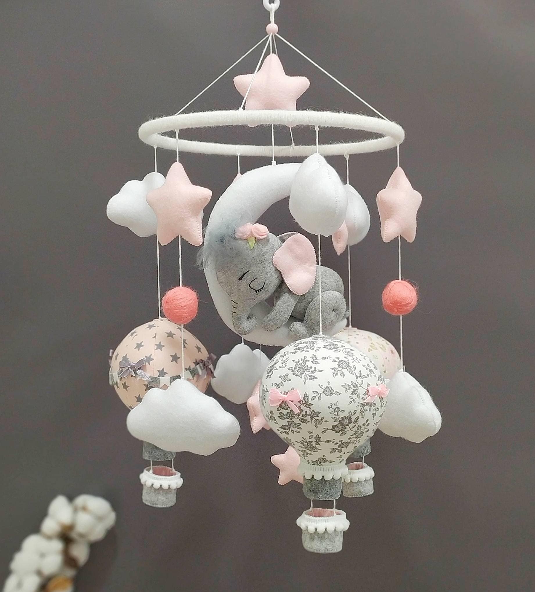 Hot Air Balloon Baby Mobile Girl Baby Mobile Felt Mobile Crib Etsy Norway