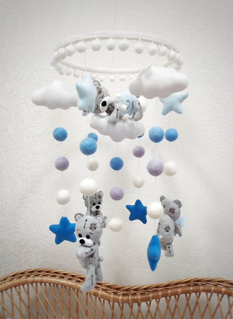 Felt Baby Mobile Boy Crib Baby Mobile Musical Boy Baby Mobile Etsy