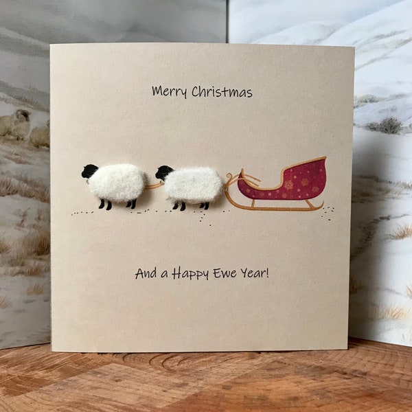 Carte de Noël | Bonne année | moutons | carte personnalisée | Noël en famille | Personnalisé