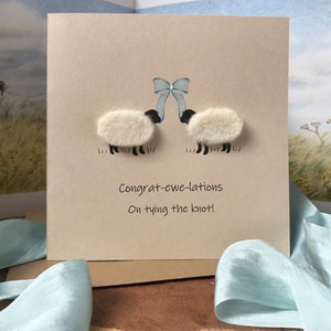 Carte de mariage personnalisée | Carte de mariage de mouton | carte de voeux de mariage | Faites le noeud pour les jeunes mariés | Carte Se marier | Souvenir