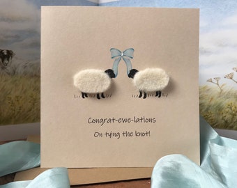Personalized Sheep Wedding Card | Handmade Wool, Newlyweds