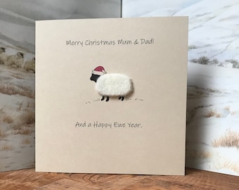 Mum and Dad Christmas Card | Sheep Card | Personalised Card | Friend Xmas |