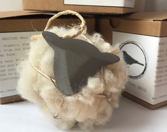 Vogelnistball | Wollnester für Vögel | 100 % natürliche Bio-Schafwolle | Geschenk für Vogelliebhaber | Schaf-Liebhaber-Geschenk |