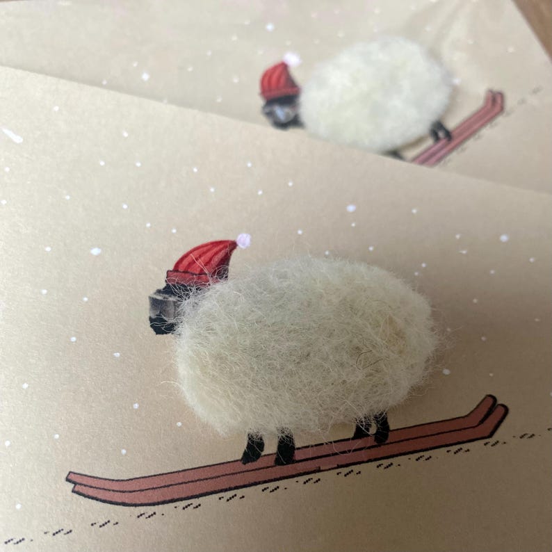 Carte de Noël | Carte drôle de mouton | Skier des moutons | Voeux de saison | Carte de fête | Bonne année image 2