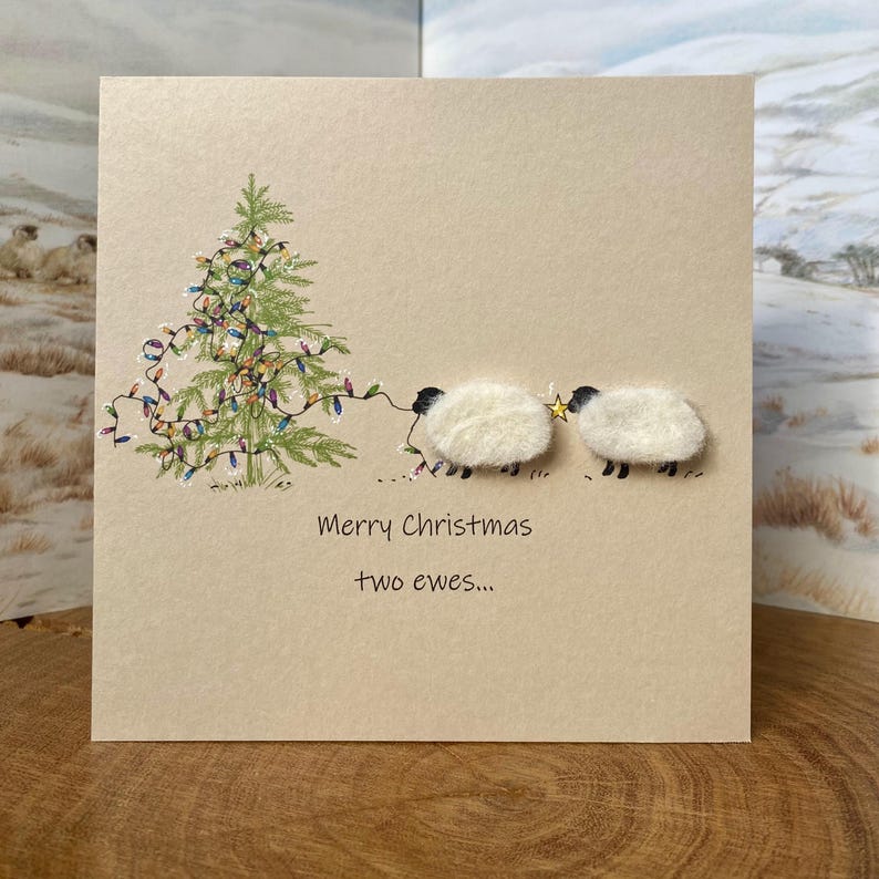 Carte de Noël | Carte de Joyeux Noël | moutons | carte personnalisée | Pour vous deux | image 1