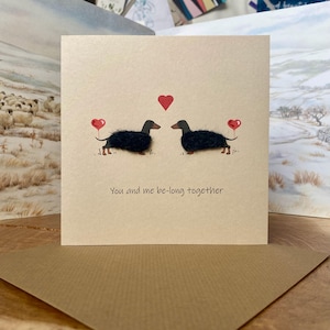 Valentinstag Karte | Niedliches und umweltfreundliches Geschenk | Dackel Valentinstag Andenken | Handgemachte Valentinstag