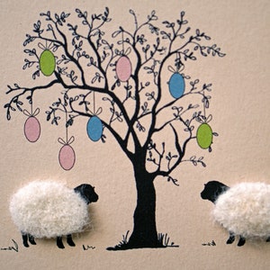 Happy Easter Card Sheep Easter Card Handmade Personalised zdjęcie 3