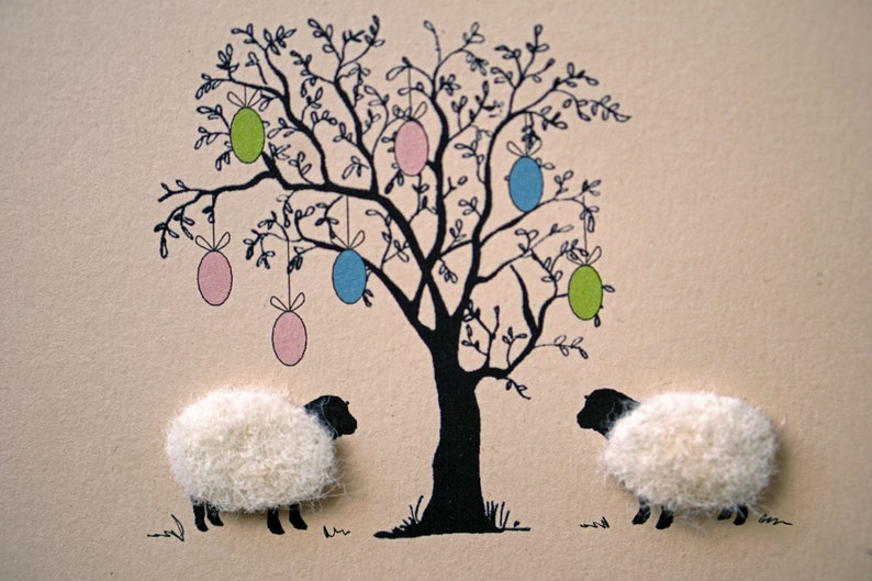 Happy Easter Card Sheep Easter Card Handmade Personalised zdjęcie 3