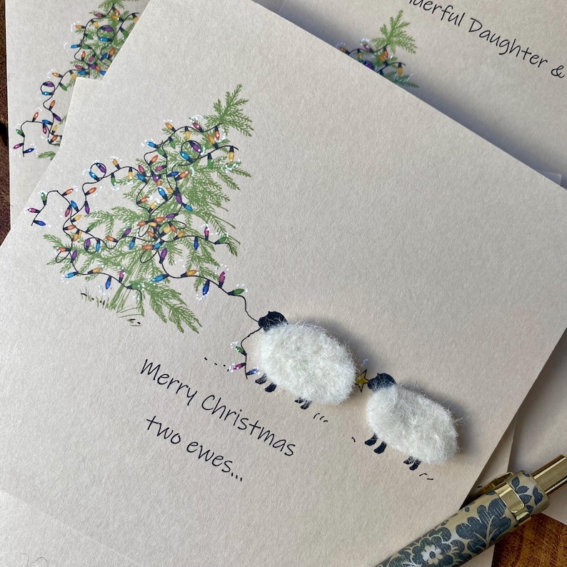 Carte de Noël | Carte de Joyeux Noël | moutons | carte personnalisée | Pour vous deux | image 2
