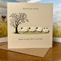 Sheep Get Well Card | Handmade Ewe Pun Recovery Card | Funny Farm Animal | Rustic Wool