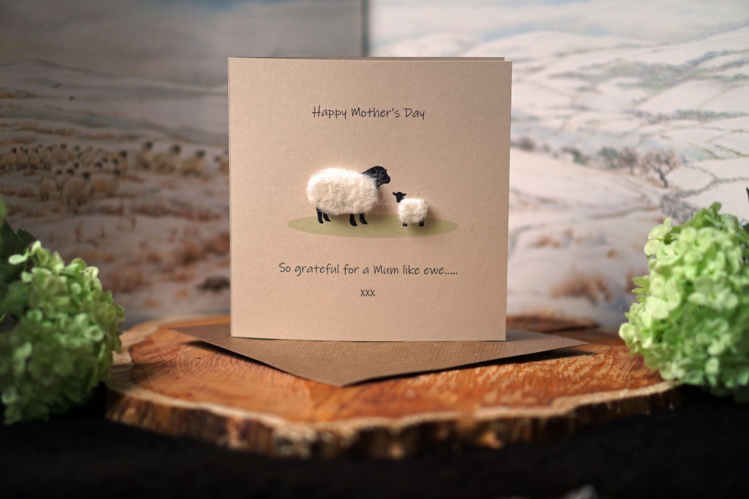 So Grateful Mum Card | Handmade Sheep Wool Felt, Mother's Day - Etsy