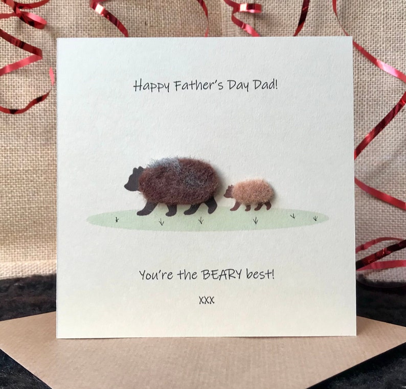 Father's Day Card Father's Card Happy Dad Day Bear Card Personalised Keepsake Card for Dads image 1