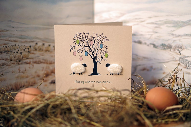 Happy Easter Card Sheep Easter Card Handmade Personalised zdjęcie 1