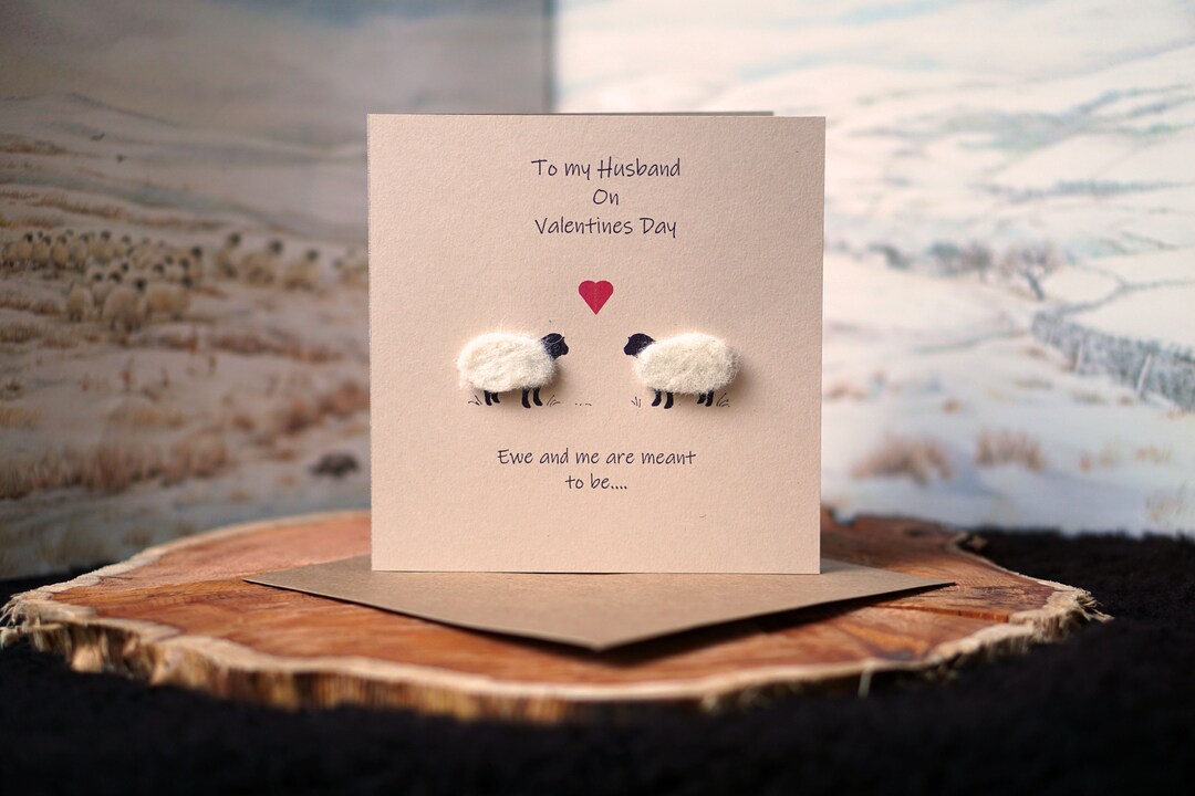 Husband Valentine Card: Handmade Sheep Wool Love Card - Etsy