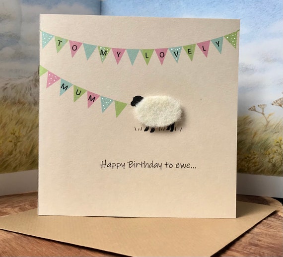 Special Mum Birthday Card | Sheep card | Personalised card for Mum | Keepsake Mum birthday card | Wool UK | Birthday bunting greeting card