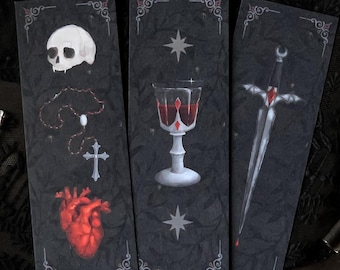 Ensemble de 3 signets vampire | Goth, gothique, sorcière, vampire, Halloween, tête de mort, université sombre, effrayant, cadeau, recyclé, witchcore, RPG, fantastique