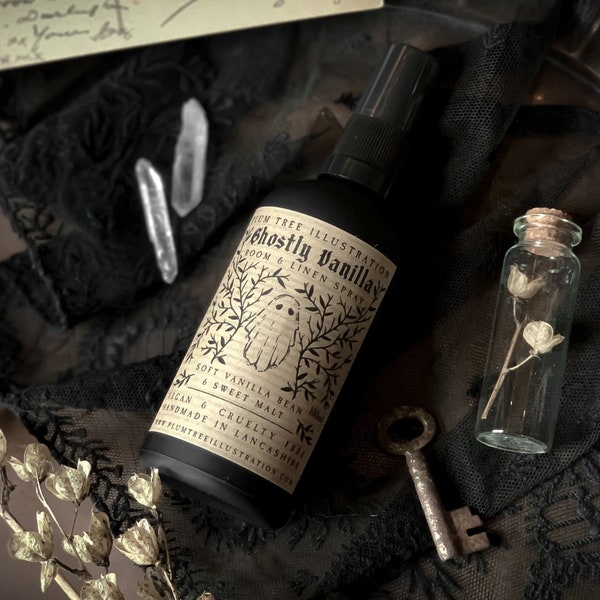 Ghostly Vanilla Room Spray - Gothic, ghosts, witchy, spooky, halloween, eco, sustainable, dark academia, witchcore, vegan, cruelty free