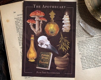 Apothecary Postcard - Gothic | Dark academia | Witchcore | Postcard print | Witchy | Halloween | Autumn | RPG | Fantasy | Potion | Recycled