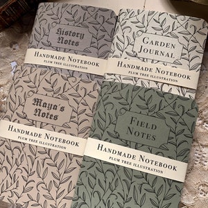 Set of 4 Custom Notebooks / Sketchbooks | Customisable | Nature Stationery | Dark academia Notebook | Cottagecore Notebook | Gothic