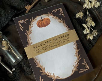 A6 Harvest Notepad | Folk Horror, halloween, dark academia, cottagecore, goblincore, gothic, stationery, fantasy, witch, pumpkin